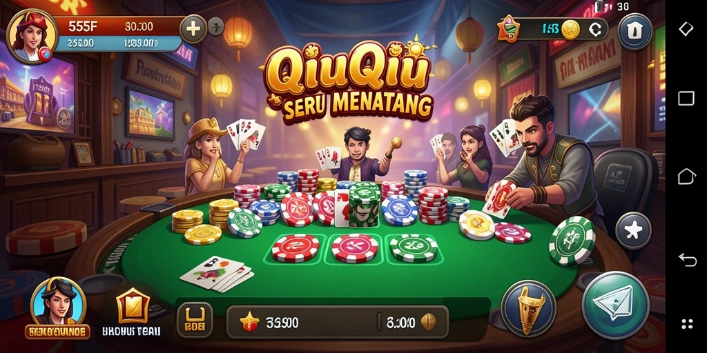 Screenshot menunjukkan gameplay seru 555F QiuQiu.