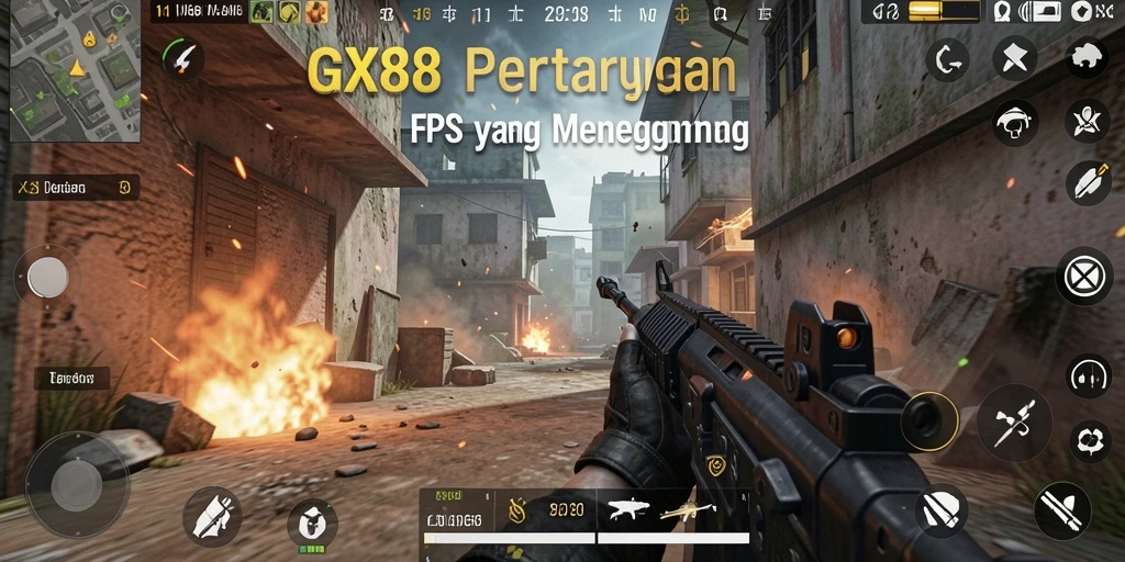 Tampilan gameplay menegangkan di GX88 dengan aksi FPS yang seru.