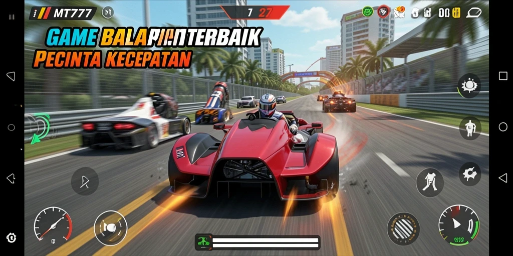 Screenshot MT777 menampilkan aksi balap yang mendebarkan di lintasan.