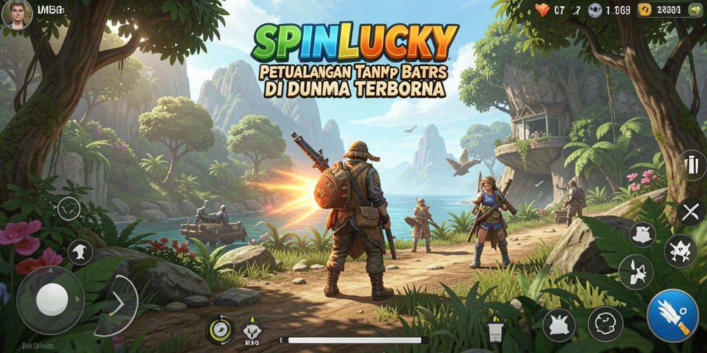 Screenshot gameplay SPINLUCKY menampilkan eksplorasi dunia terbuka yang menakjubkan.